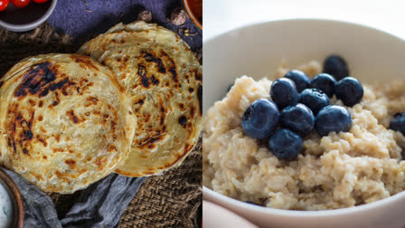 Is it healthier to eat roti-paratha or upma-oats for breakfast