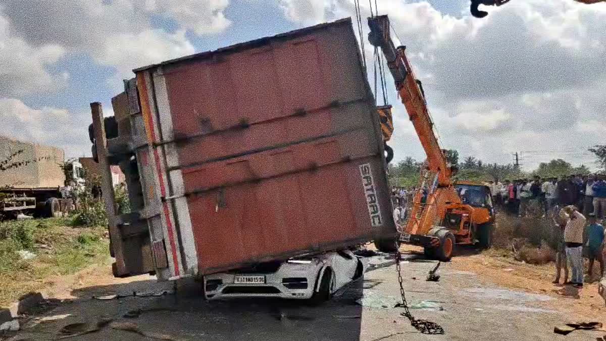 6 people killed as container overturns on car in Nelamangala