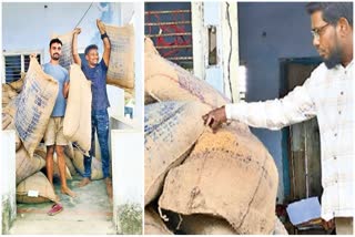 Ration Dealer Stuffed Rice Bags With Rice Husk in Khammam District