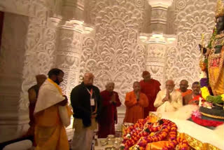 Ram Mandir Consecration: RSS chief, Anandiben Patel, Yogi inside 'Garbhagruha' (Source: ANI)