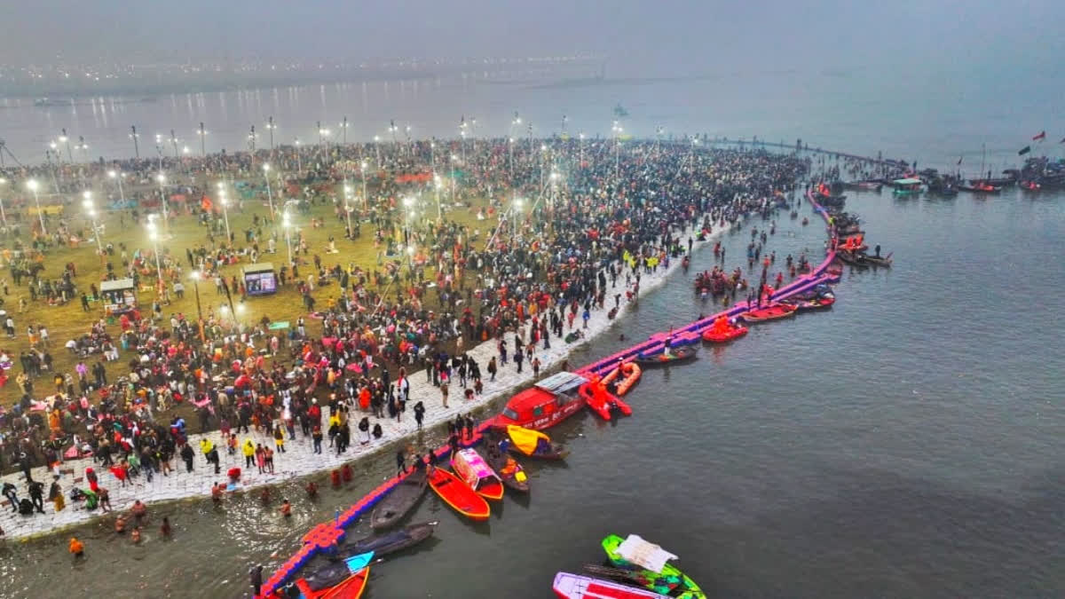 An aerial view of the Maha Kumbh Mela (ETV Bharat)