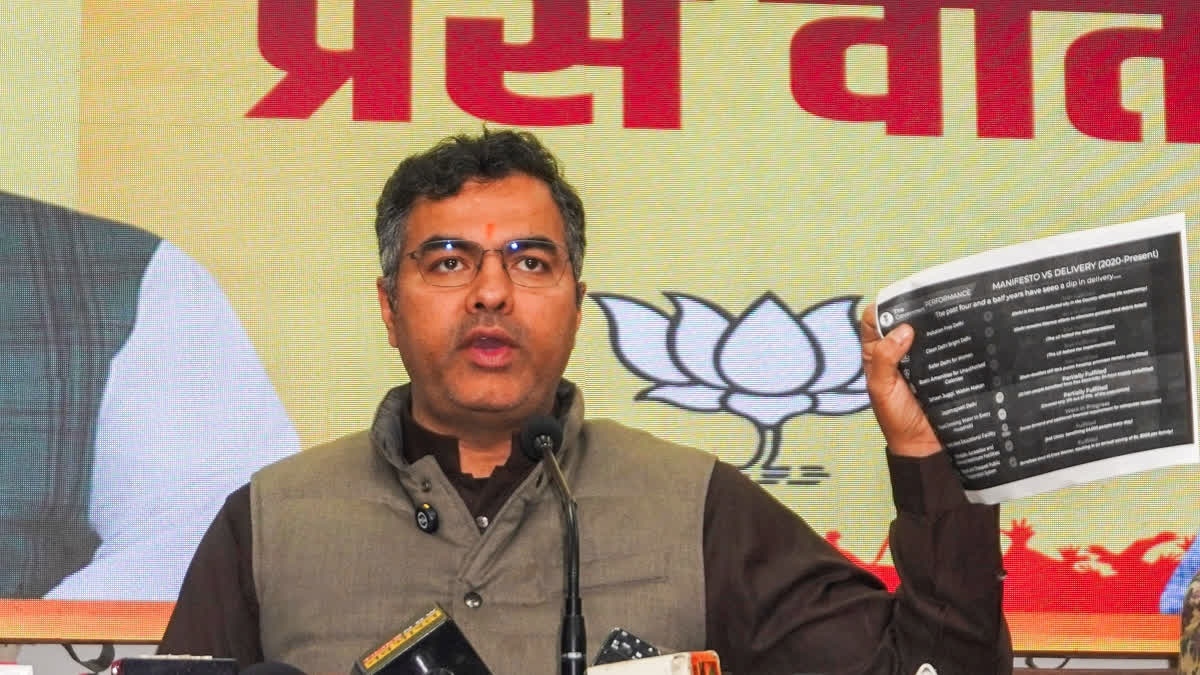 BJP candidate for Delhi Assembly polls Parvesh Verma addresses a press conference, in New Delhi, Sunday, Jan. 19, 2025.