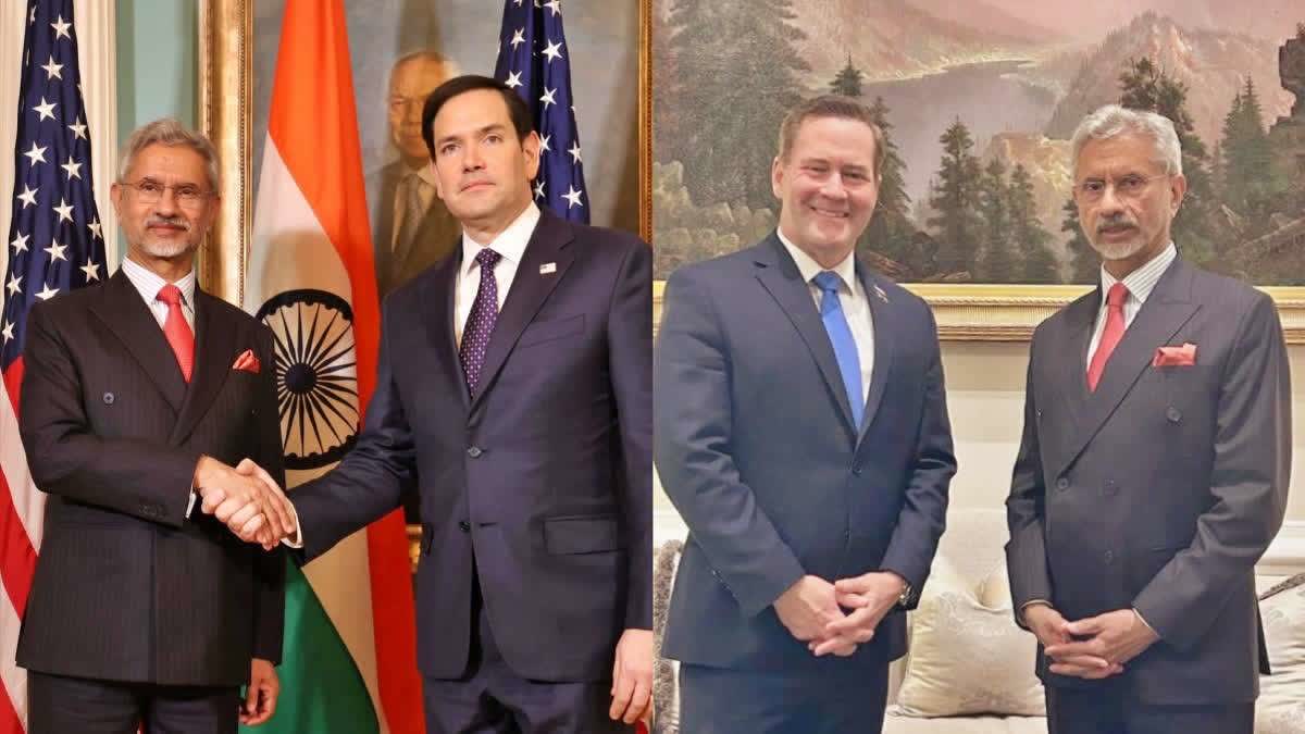 India's External Affairs Minister S Jaishankar with US Secretary of State Marco Rubio (left) and National Security Advisor Mike Waltz