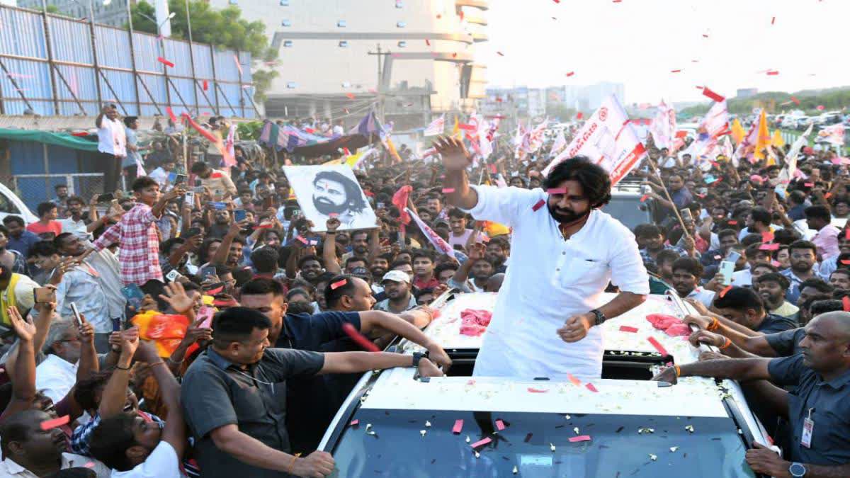 A file photo of Jana Sena Party president Pawan Kalyan at a rally