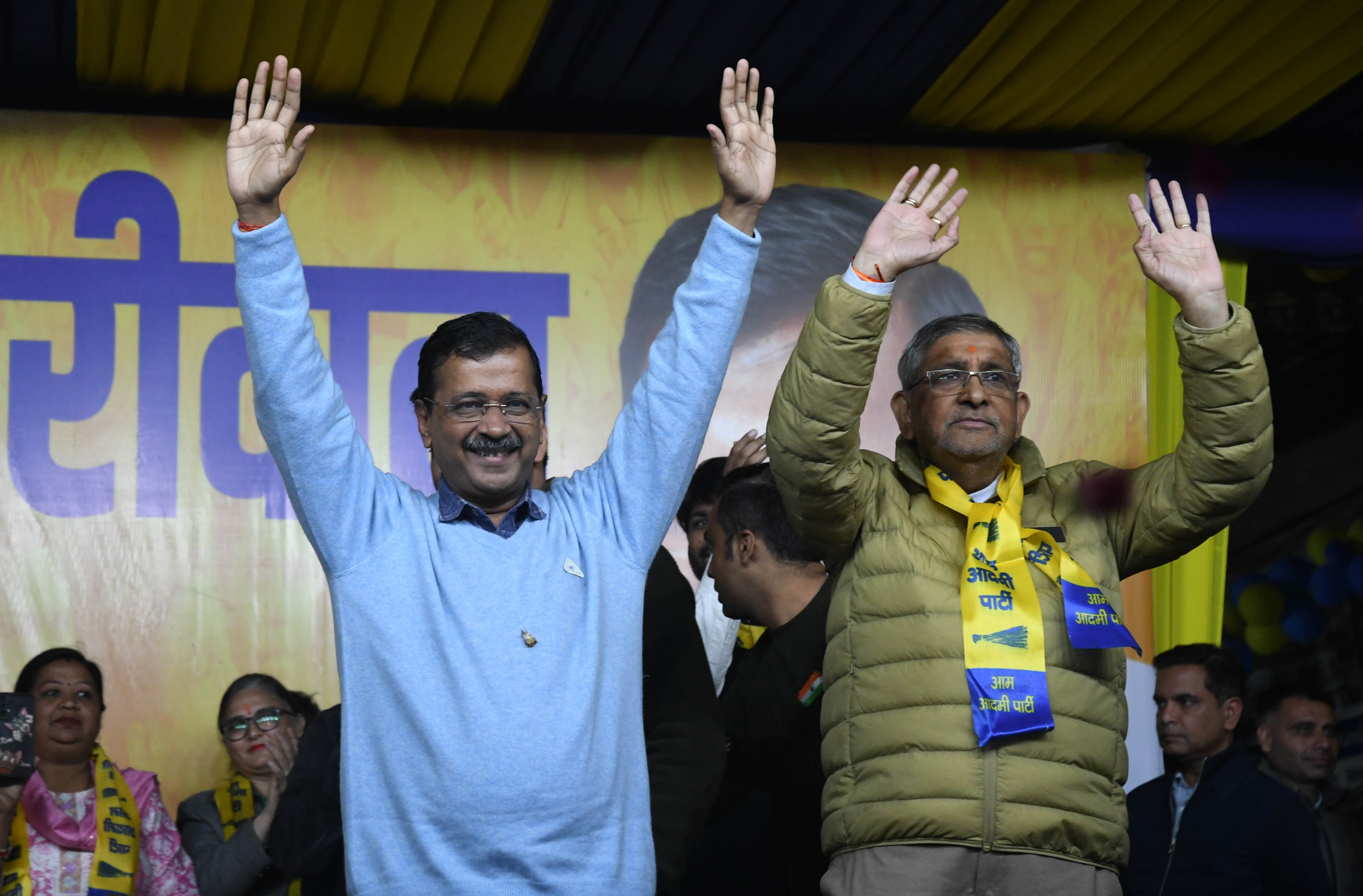 Arvind Kejriwal attends a public rally