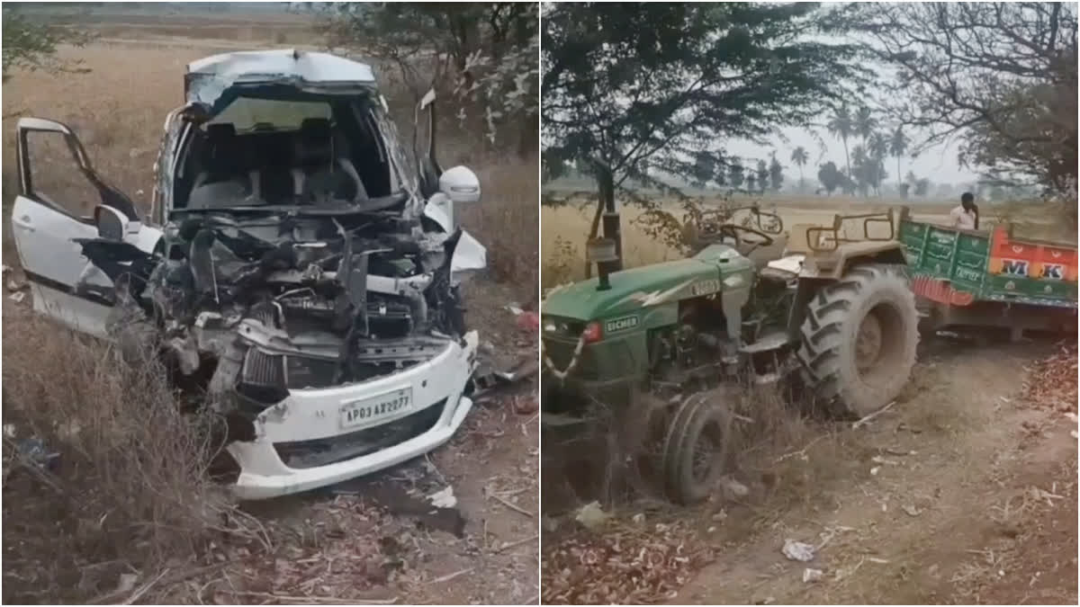 car collided with a tractor in Tiruvannamalai Kilpennathur