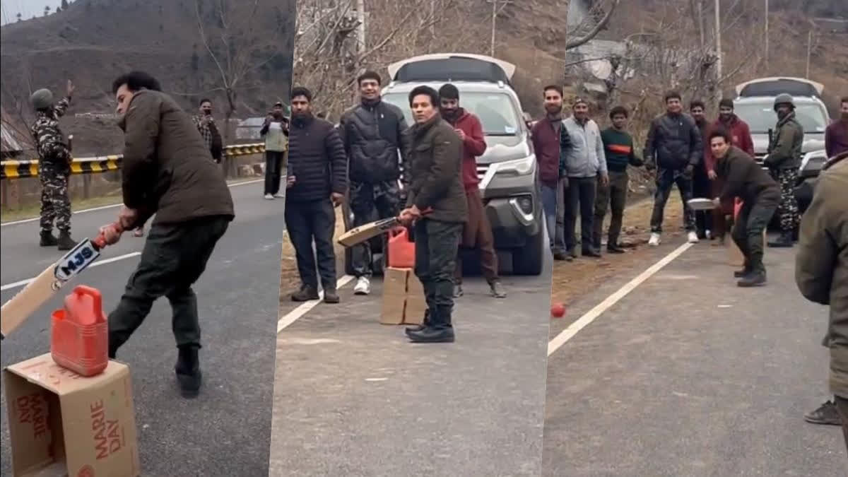 Legendary India cricketer Sachin Tendulkar on Thursday posted a video on photo sharing platform while playing gully cricket with the local residents in Uri.