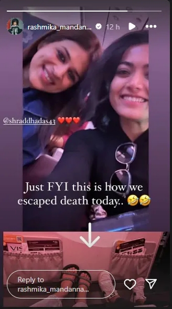 Rashmika recently posted about a traumatic in-flight experience