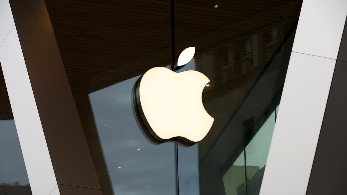 FILE - An Apple logo adorns the facade of the downtown Brooklyn Apple store on March 14, 2020, in New York.