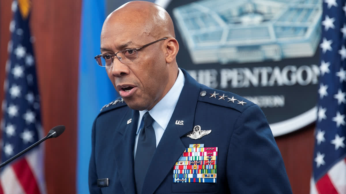 FILE - Chairman of the Joint Chiefs of Staff Gen. CQ Brown speaks during a press briefing, April 26, 2024, at the Pentagon in Washington.