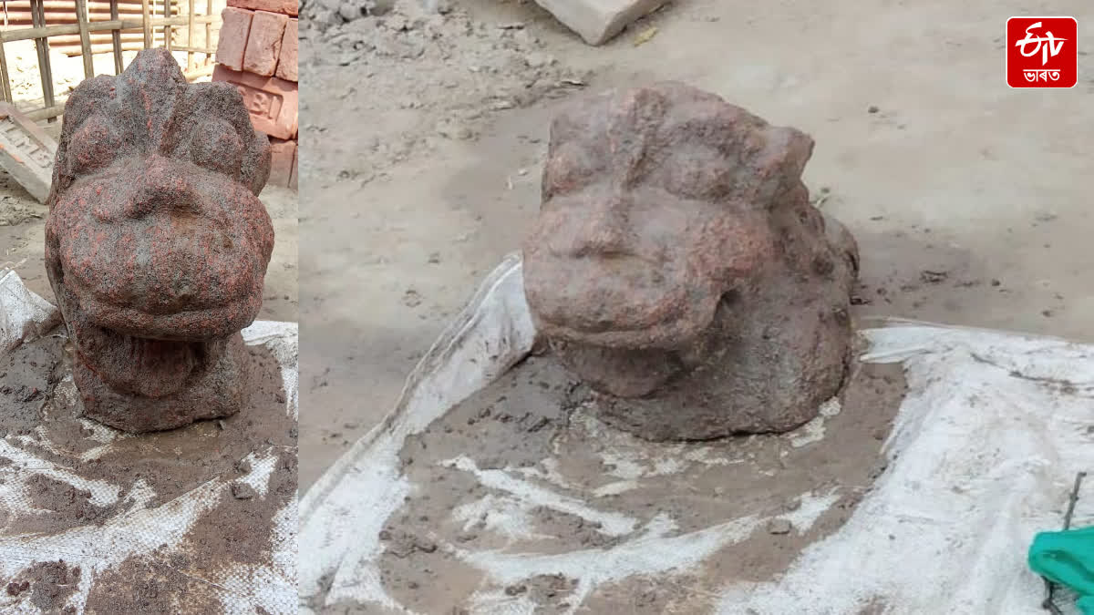 An ancient sculpture recovered at Shilghat in Kaliabor