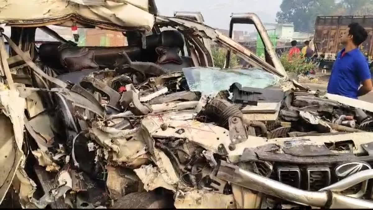 Four people died after their car collided with a parked truck. The victims were travelling from West Bengal to Maha Kumbh.