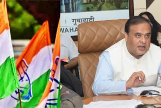 Congress flag Assam CM Himanta Biswa Sarma collage