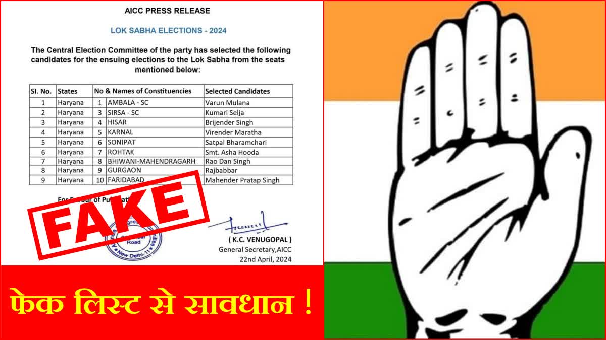 Congress Fake Candidates list Viral  for Loksabha Election 2024 Haryana Congress Chief clarified