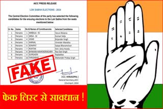 Congress Fake Candidates list Viral  for Loksabha Election 2024 Haryana Congress Chief clarified