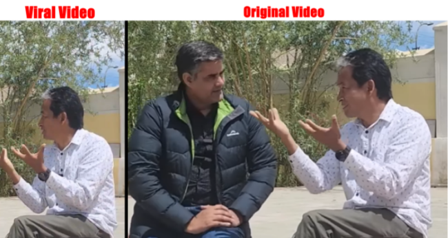An edited video of Sonam Wangchuk, a climate activist from Leh and Ladakh, is being shared, falsely claiming that he was demanding for a Kashmir referendum. A Fact Check on the same found that a selected portion of his interview to a social media channel was edited out of context and the same is being pushed on social media with misleading claims.