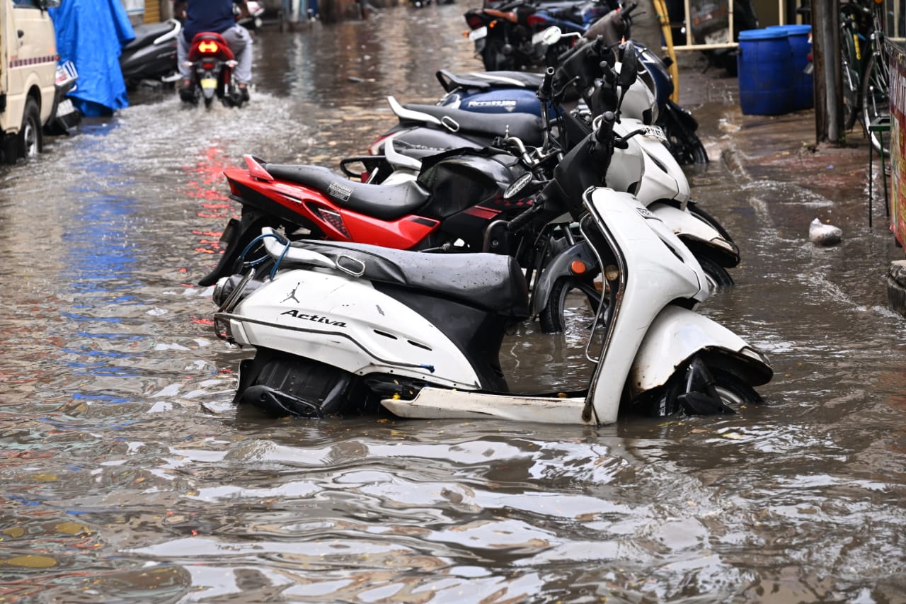 Waterlogged roads in Hyderabad