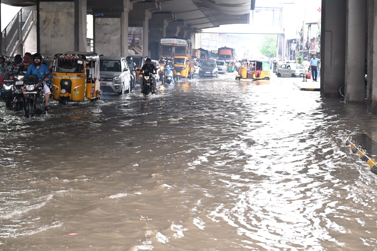 Waterlogged roads in Hyderabad