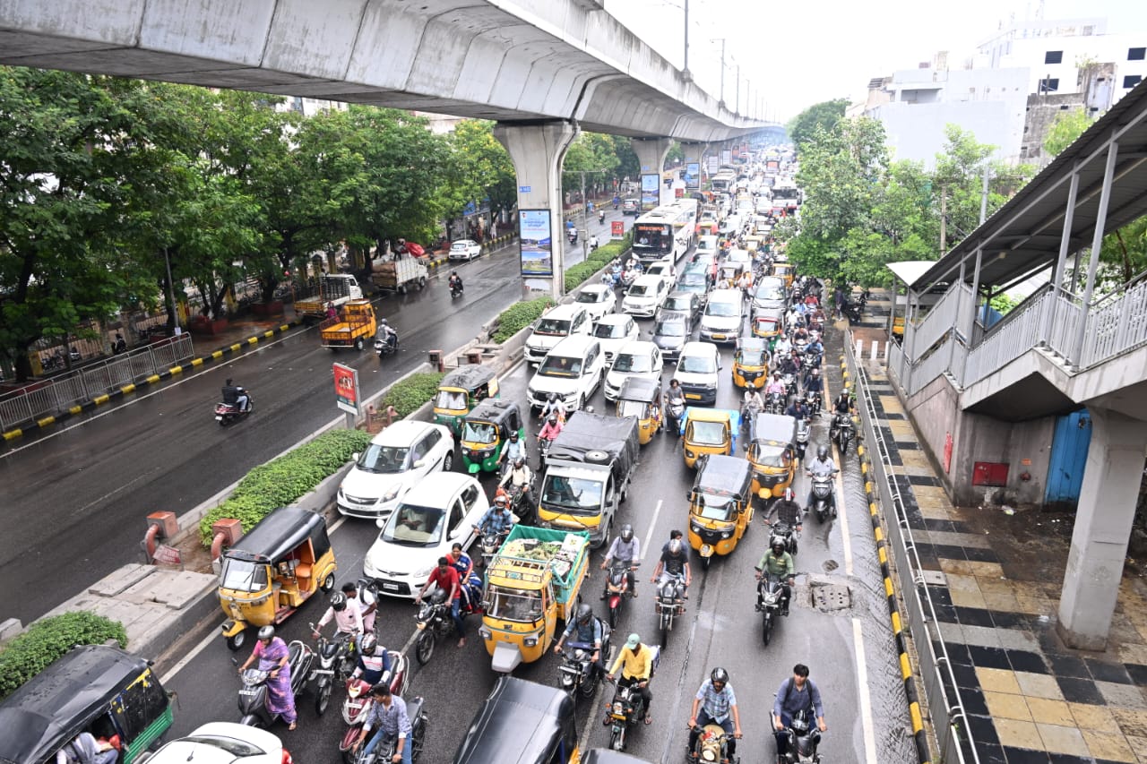 Waterlogged roads in Hyderabad