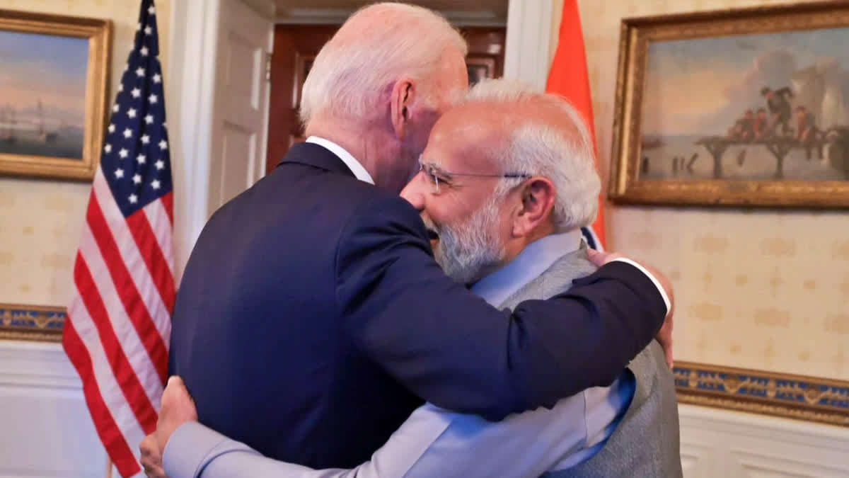 US President Joe Biden and First Lady Jill Biden on Wednesday hosted Prime Minister Narendra Modi for an intimate dinner at the White House. Modi was received by the president and the first lady, and before entering the building, they posed for photos and were seen chatting.