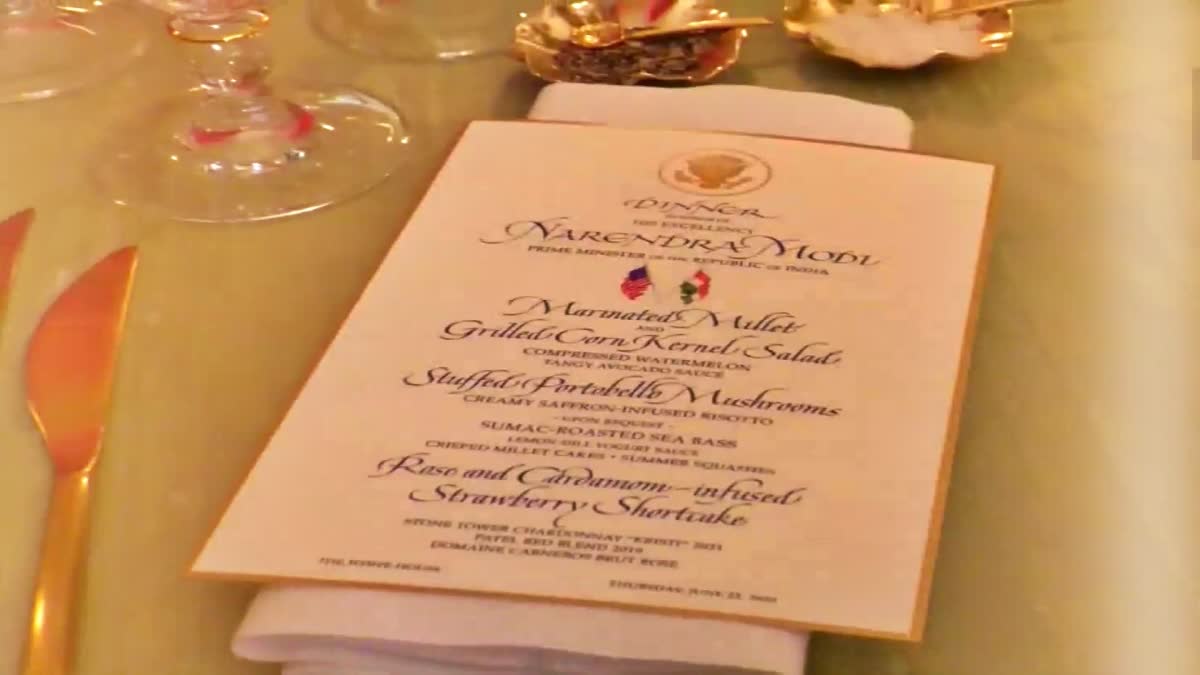 White House State dinner menu for PM Modi  White House State menu for PM Modi  White House dinner for PM Modi  PM Modi  വൈറ്റ് ഹൗസ്  യുഎസ് പ്രഥമ വനിത  പ്രധാനമന്ത്രി നരേന്ദ്ര മോദി  ജില്‍ ബൈഡന്‍  ജോ ബൈഡന്‍