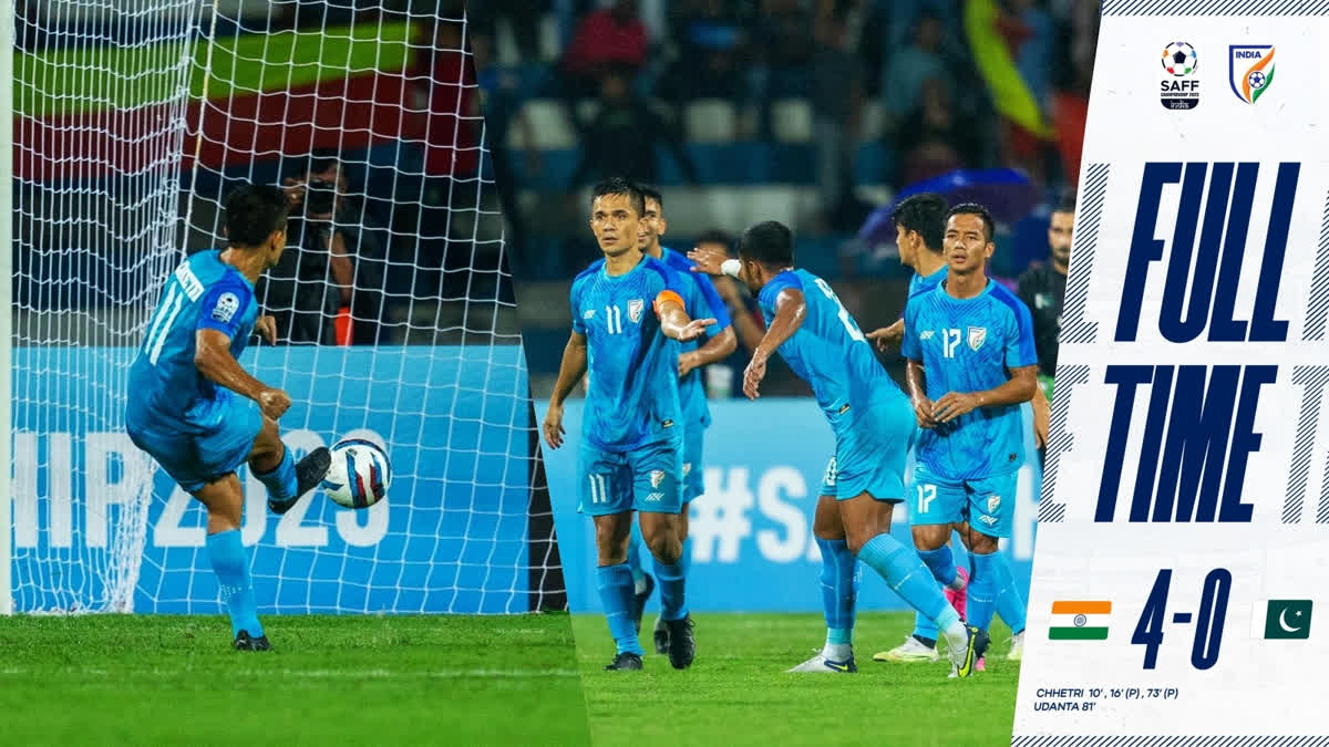 Sunil Chhetri hat-trick powers India to 4-0 win over Pakistan in SAFF Championship