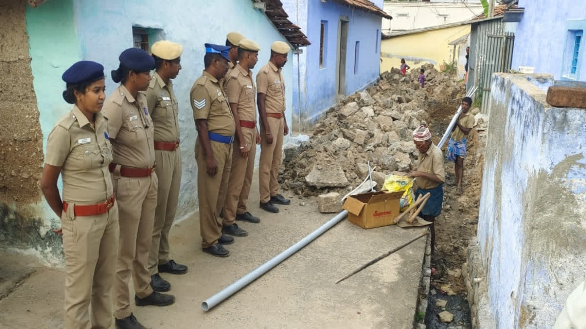 The construction of drainage at a Coimbatore village in TN