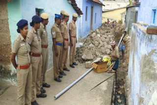 The construction of drainage at a Coimbatore village in TN