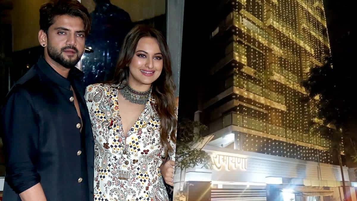 Ahead of Sonakshi Sinha-Zaheer Iqbal, Shatrughan Sinha's residence, Ramayana, glows with festive lights. The pre-wedding celebrations include a joyful mehendi ceremony which took social media by storm and fun bachelor/bachelorette parties. Sonakshi and Zaheer's wedding invite also went viral, adding buzz around their impending union.