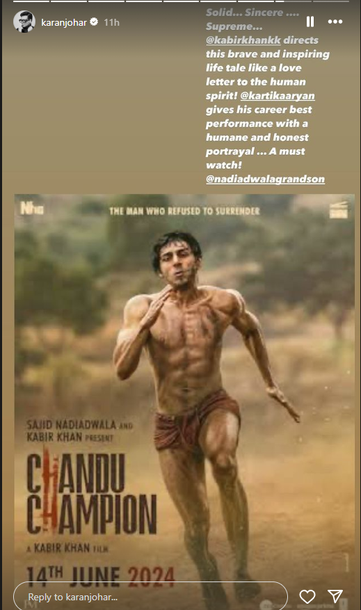 Karan Johar reviews Chandu Champion