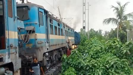 Goods Train Engine Fire