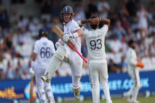 England's Ollie Pope celebrates after scoring a century on day two of the first cricket test match between England and India at Headingley in Leeds, England, Saturday, June 21, 2025.