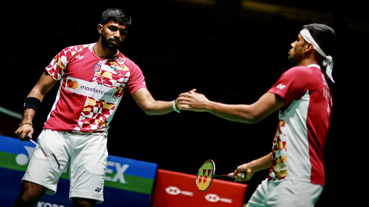 Satwiksairaj Rankireddy  Chirag Shetty  Korea Open  Korea Open 2023  satwik chirag enter korea open final  സാത്വിക്‌സായിരാജ് രങ്കിറെഡ്ഡി  ചിരാഗ് ഷെട്ടി  ലിയാങ് വെയ് കെങ്  വാങ് ചാങ്  Liang Wei Keng  Wang Chang