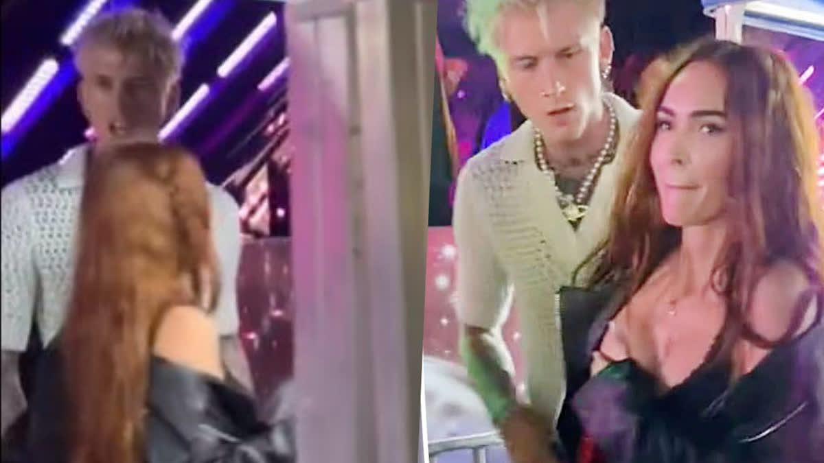 Megan Fox shoved into barricade after Machine Gun Kelly gets into scuffle  at fair - video viral