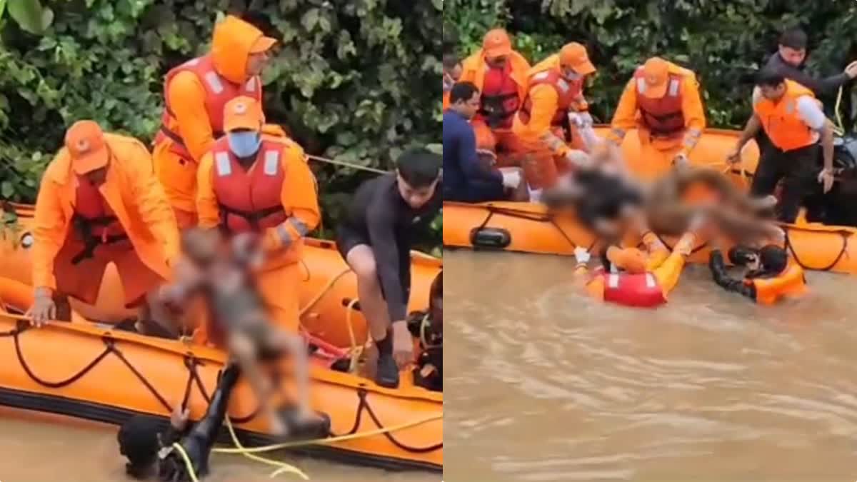 Daman Monsoon Accident ડોકમરડી ખાડીમાં કાર સાથે તણાયેલ પિતાપુત્રનો