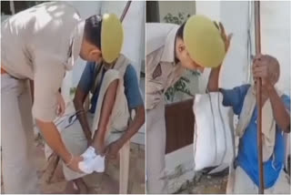 A video breaking the myth of police's inhuman behaviour towards the people surfaced online. On Friday, Nishant Tomar, a constable from Kanpur Police Commissionerate, put new shoes on an elderly man. At that time people, who were present on the spot, became emotional, and even the constable's eyes, too, became moist. This incident became a topic of discussion everywhere.