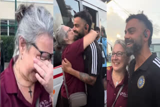 WI vs IND  Joshua Da Silva s Mother hugs Virat Kohli  Joshua Da Silva  Virat Kohli  ഇന്ത്യ vs വെസ്റ്റ് ഇന്‍ഡീസ്  ജോഷ്വ ഡി സിൽവ  വിരാട് കോലി  വിരാട് കോലി സെഞ്ചുറി