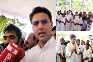 ഉമ്മൻ ചാണ്ടി  സച്ചിൻ പൈലറ്റ്  Sachin Pilot  Oommen Chandy  ഉമ്മൻ ചാണ്ടിയുടെ കല്ലറ സന്ദർശിച്ച് സച്ചിൻ പൈലറ്റ്  ചാണ്ടി ഉമ്മൻ  മറിയാമ്മ  മറിയം ഉമ്മൻ  പുതുപ്പള്ളിയിലെത്തി സച്ചിൻ പൈലറ്റ്  Sachin Pilot visits Oommen Chandys grave