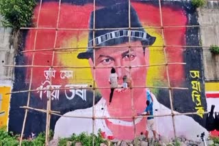 huge painting of zubeen garg