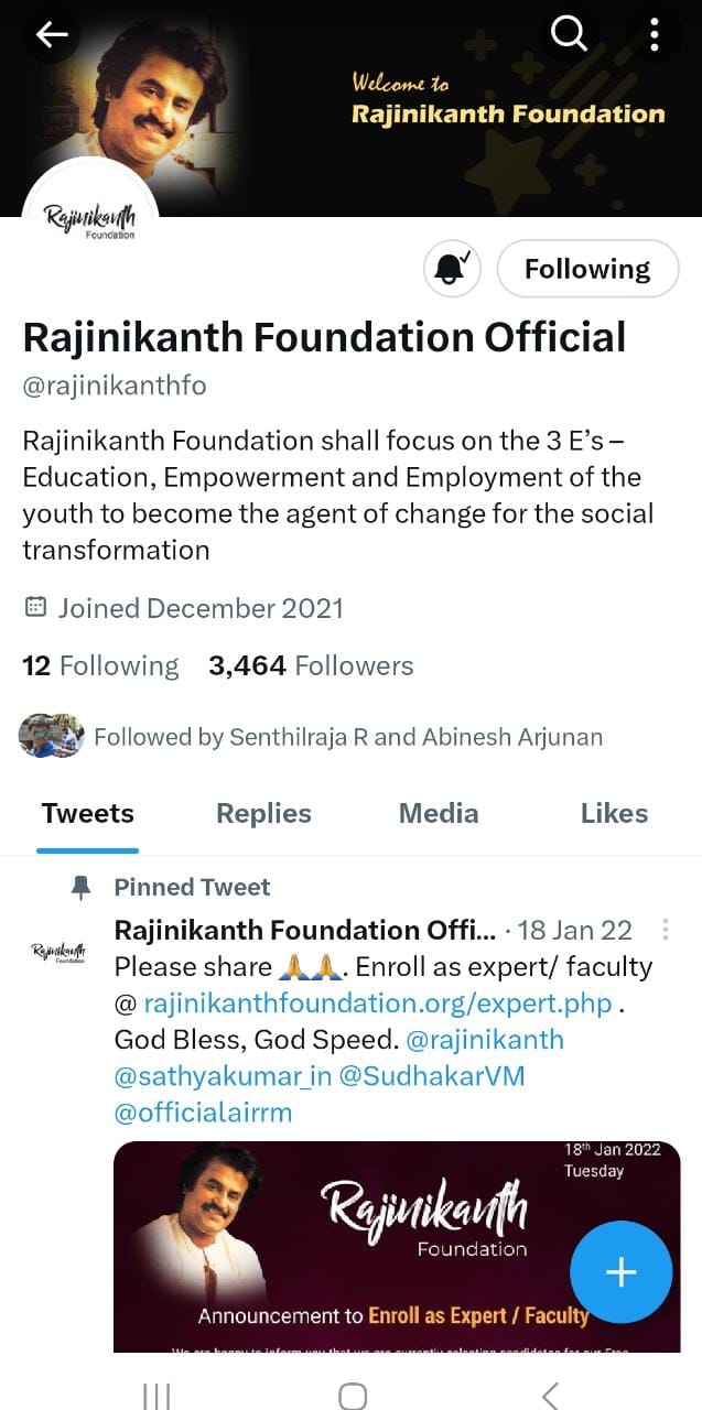 Scam in the name of Rajinikanth Foundation