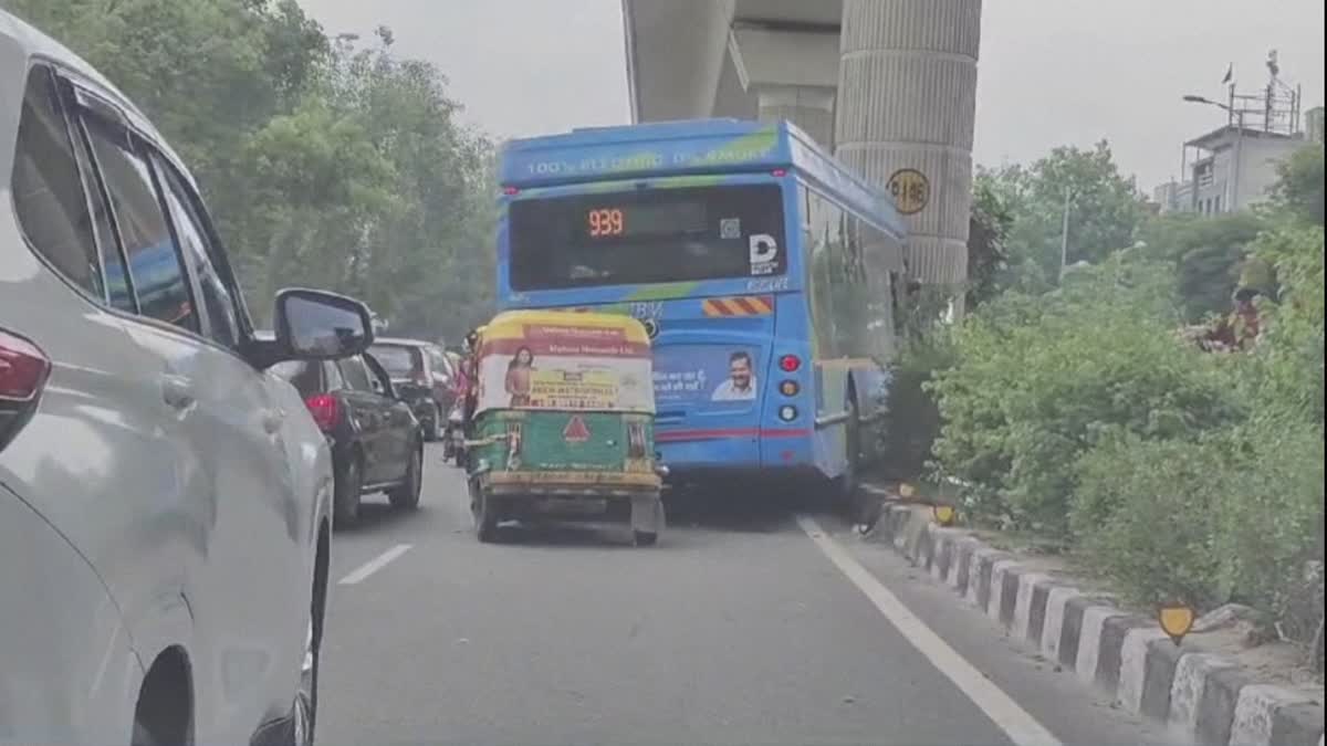 DTC Bus Hits Metro Pillar In West Delhi