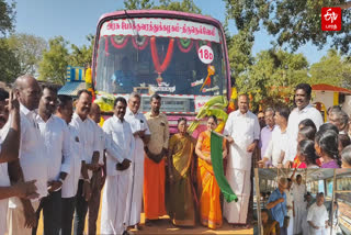 புதிய பேருந்து சேவை துவக்கம்!  மாணவர்களோடு பயணம் செய்த அப்பாவு