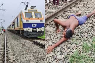 रेलवे ट्रैक पर विक्षिप्त युवक का हंगामा