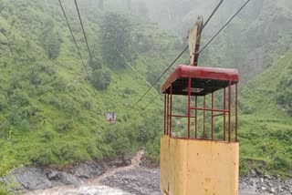 Liwari Villagers Crossing River by Trolley