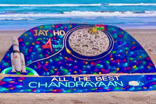 Sudarsan Pattnaik sculpts a sand replica of Chandrayaan-3 to extend best wishes to ISRO