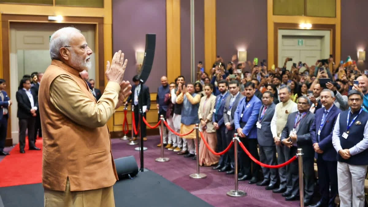 Prime Minister Narendra Modi during a community programme in Warsaw, Poland on Wednesday, Aug 22, 2024.