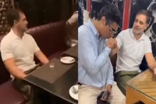 Screengrabs from the video showing Rahul Gandhi at a restaurant and an ice cream parlour in Srinagar, Kashmir on Wednesday, August 22.