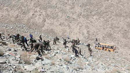 Bus falls into 200 meter deep gorge in Ladakh