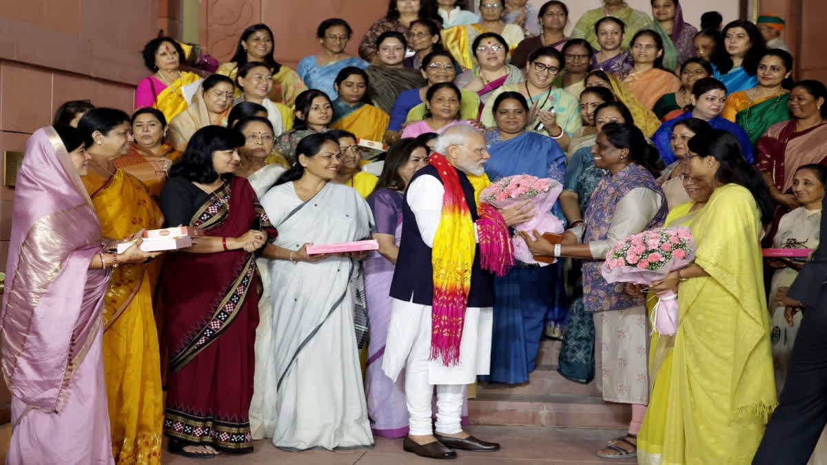 PM Modi celebrates with women MPs on passing of Women's Reservation Bill