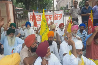 Farmers staged a dharna outside  Mini Secretariat in Hoshiarpur